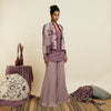 MERLOT EMBELLISHED CAMISOLE PAIRED WITH SHARARA PANTS AND JACKET