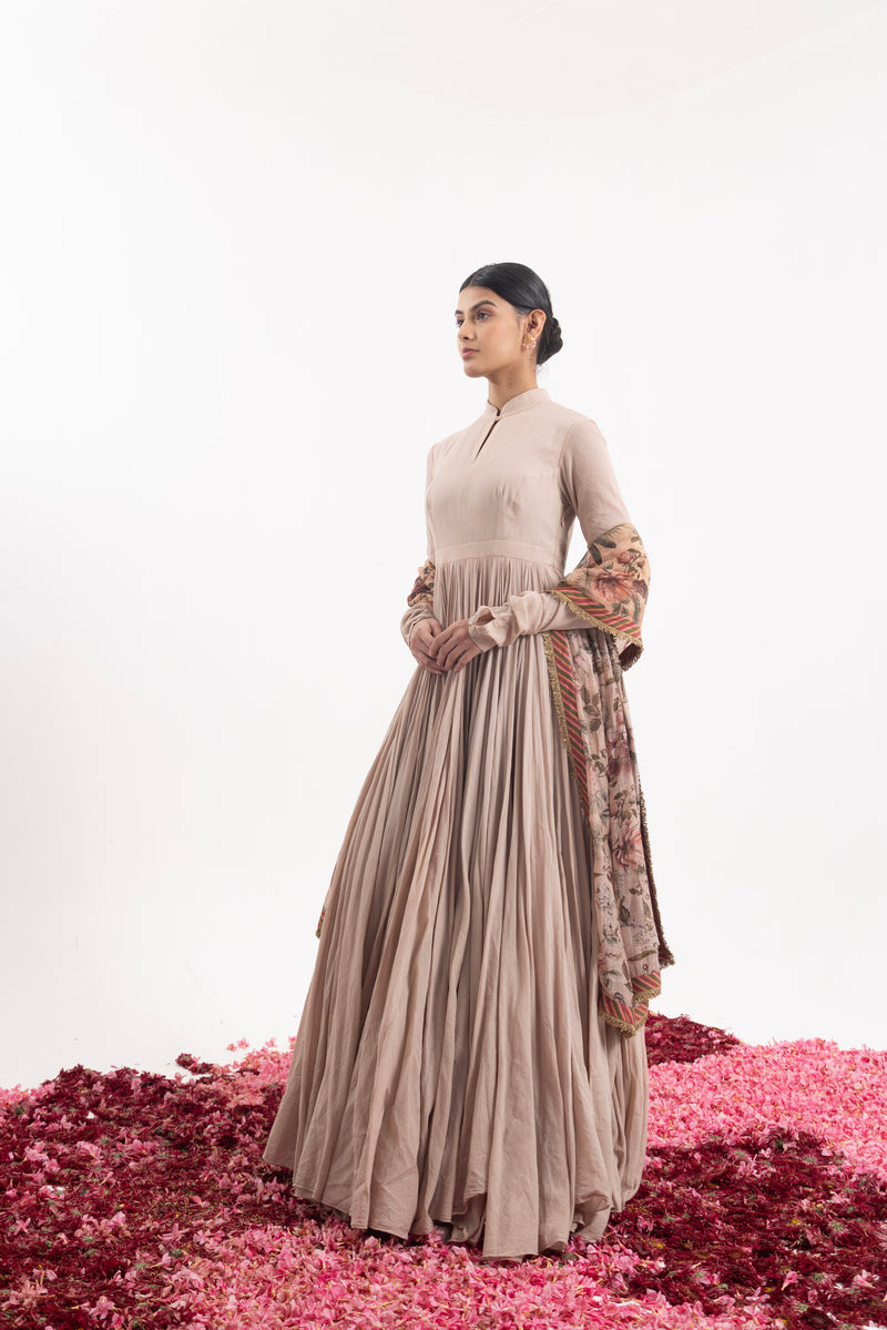 Anarkali Paired With A Printed Dupatta