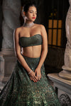 Emerald Green Sequin Lehenga Set by Seema Gujral - Lotus Bloom Canada