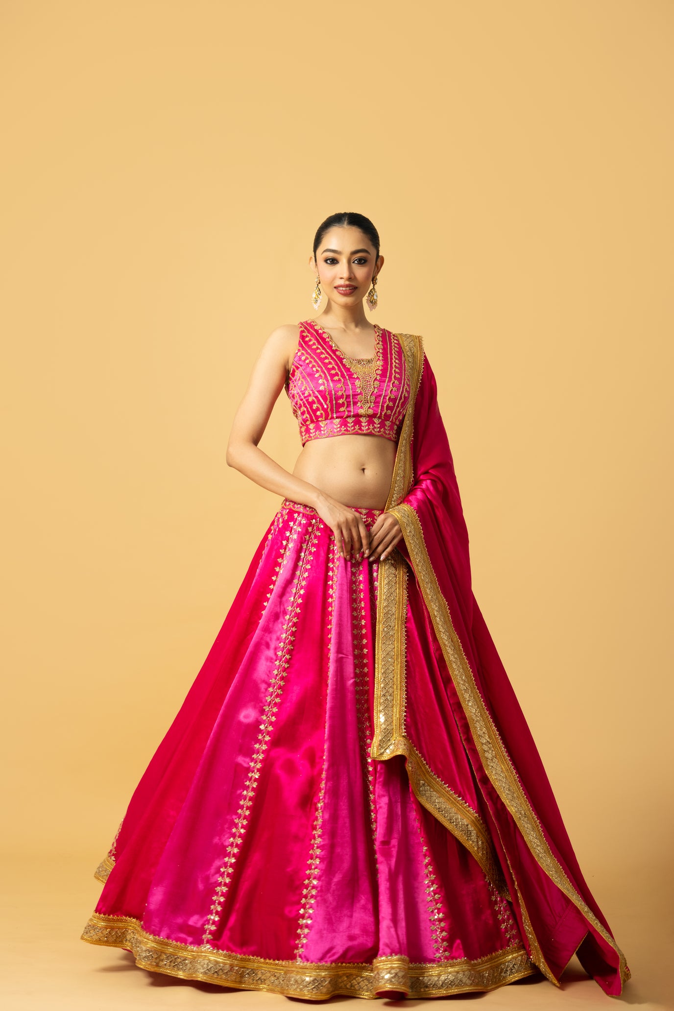 Pink Modal Satin Lehenga Salwar Suit
