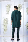 Emerald Green Mirror Open Sherwani Set by Seema Gujral at Lotus Bloom Canada.