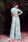 Aquamarine  moss crepe crop top lehenga set