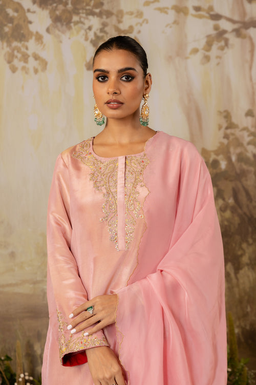 Rose Pink Tissue Long Suit Set