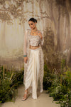 Ivory Embroidered Long Cape Set