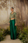 Emerale Green Tasseled Crop Jacket Set