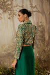 Emerale Green Tasseled Crop Jacket Set