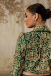 Emerale Green Tasseled Crop Jacket Set