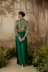 Emerale Green Tasseled Crop Jacket Set