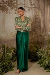 Emerale Green Tasseled Crop Jacket Set