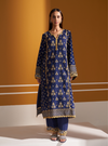 Mulmul Wool Marlow Navy Kurta With Mulmul Wool Marlow Navy Pant