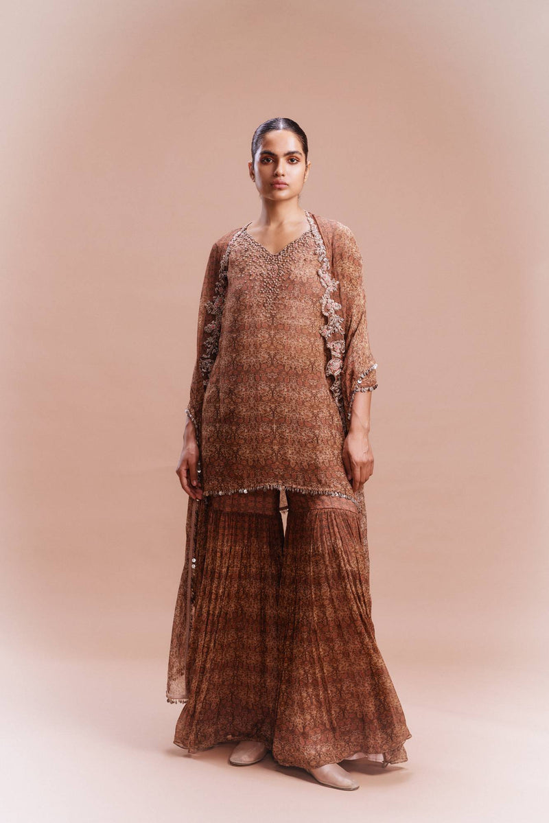 "Zuleika"  Chiffon Kurta-Sharara with Dupatta