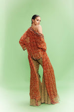 "Elviera" Printed Chiffon Bustier-Cape and a Sharara