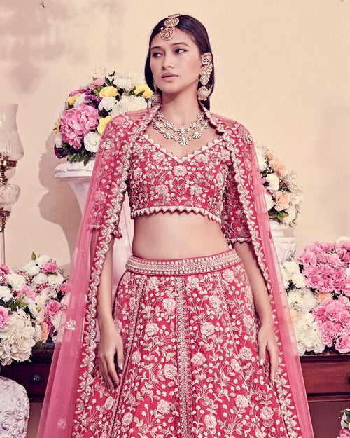 Cranberry red Lehenga