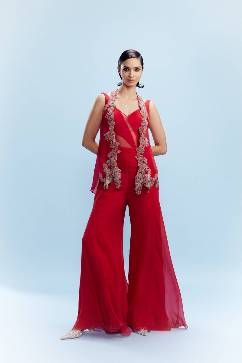 "Harini" Chiffon Jumpsuit with a Shrug