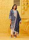 Gauri Kurta with Kriya Pants-Snah Dupatta - Navy