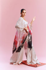 "Amaya" Chiffon Watercolored Cape with Satin Pants and a Bustier