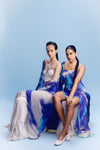 "Sitara" Chiffon Watercolored Draped Gown