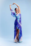 "Sitara" Chiffon Watercolored Draped Gown