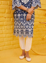 Gauri Kurta with Kriya Pants-Snah Dupatta - Navy