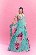 "Zaira" Chiffon Floral Lehenga with a Blouse and Dupatta