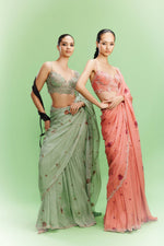 "Lulu" Chiffon Floral Saree with a Blouse