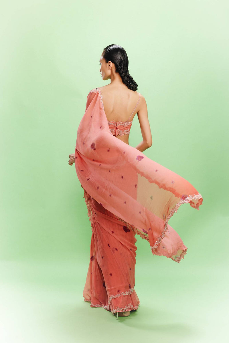 "Liana" Chiffon Floral Saree with a Blouse