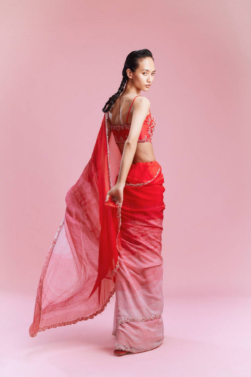 "Mara" Chiffon Ombre Saree with a Blouse