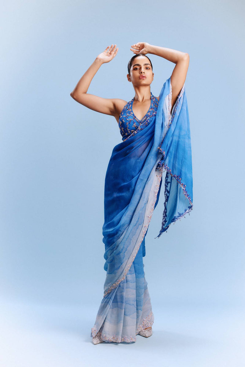 "Zana" Chiffon Ombre Saree with a Blouse