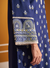 Mulmul Wool Wren Navy Kurta With Mulmul Wool Wren Navy Pant