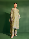 Mulmul Wool Wren Green Kurta With Mulmul Wool Wren Green Pant