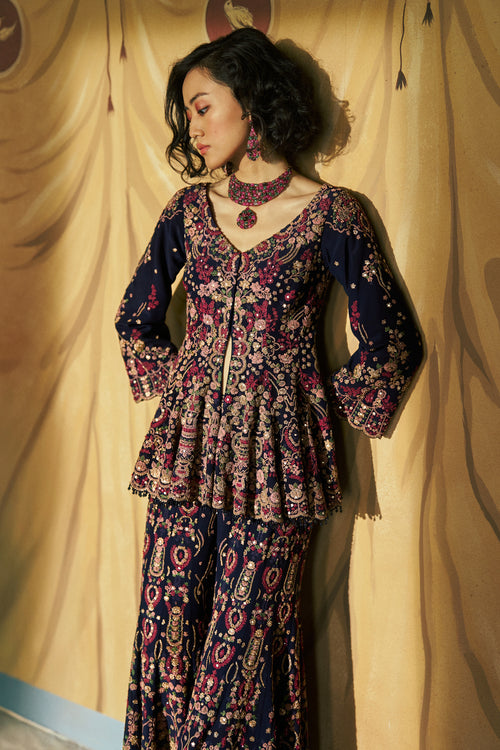 Hueden Jacket Kurta & Flare Pant Set