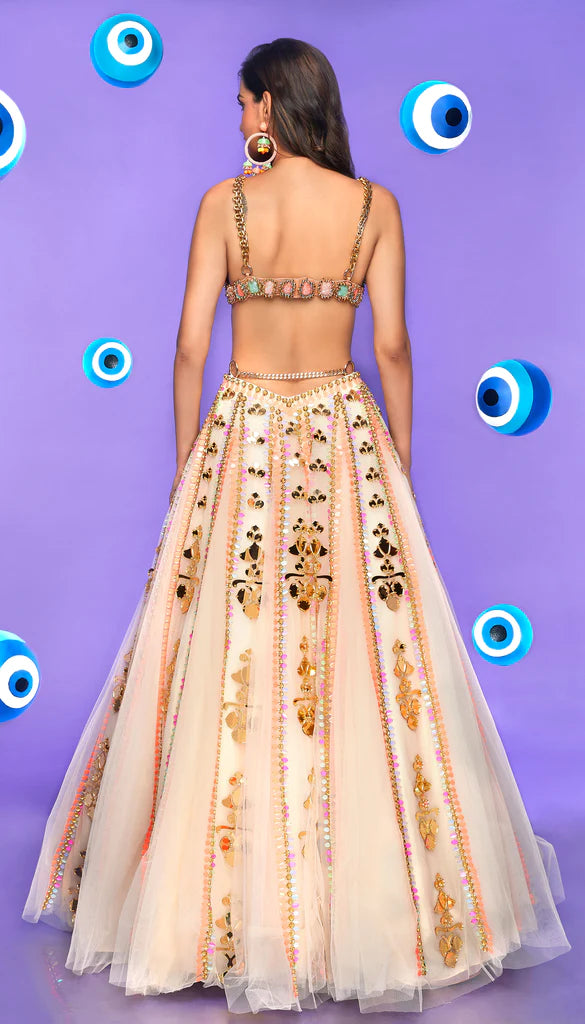 SPARKLE ME FUN - IVORY EMBELLISHED FULL LEHENGA SET