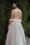 Pastel Grey Mutli Thread Embroidered Lehenga Set