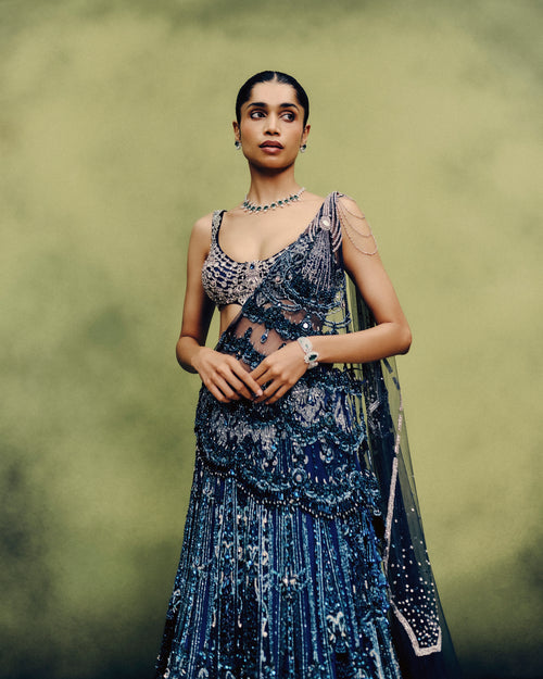 Oceanfire Cocktail Lehenga