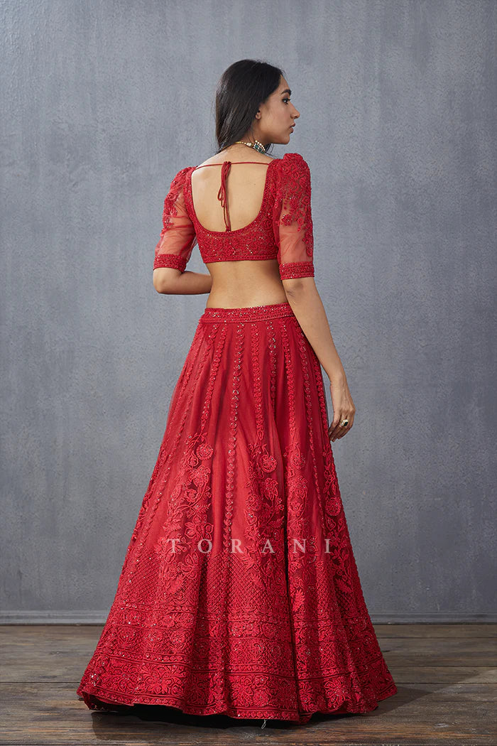 SURKH MRINAL LEHENGA