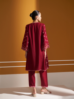 Mulmul Wool Juno Wine Kurta With Mulmul Wool Juno Wine Pant