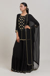 Black Kurta with Ruffle Sharara and Dupatta