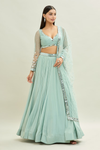 Blue & Silver Acrylic Lehenga Set
