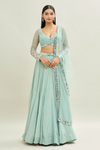 Blue & Silver Acrylic Lehenga Set