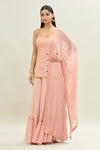 Peach & Gold Embroidered Strappy Kurta and Sharara Set