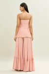 Peach & Gold Embroidered Strappy Kurta and Sharara Set