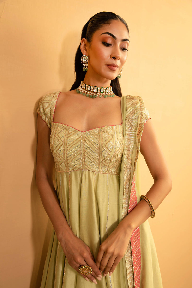 BOTTLE GOURD ANARKALI SET