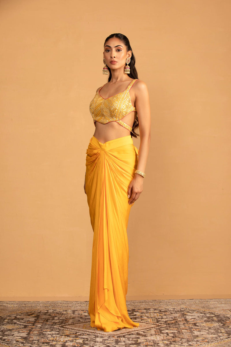 YELLOW DHOTI SET