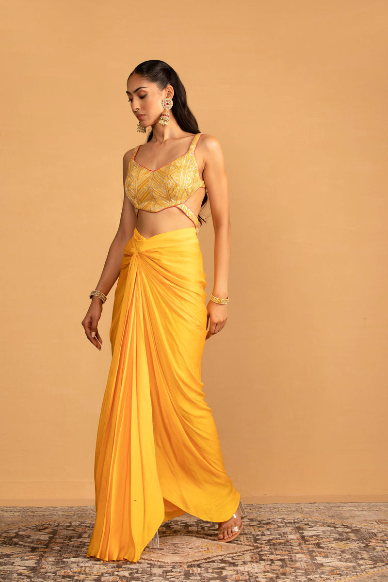 YELLOW DHOTI SET