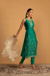 BOTTLE GREEN KURTA SET