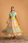 AQUA MULTICOLOUR ANARKALI SET