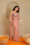 Blush pink drape saree with blouse (potli seperately priced)