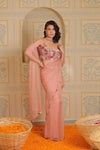 Blush pink drape saree with blouse (potli seperately priced)