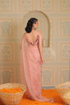 Blush pink drape saree with blouse (potli seperately priced)