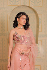 Blush pink drape saree with blouse (potli seperately priced)